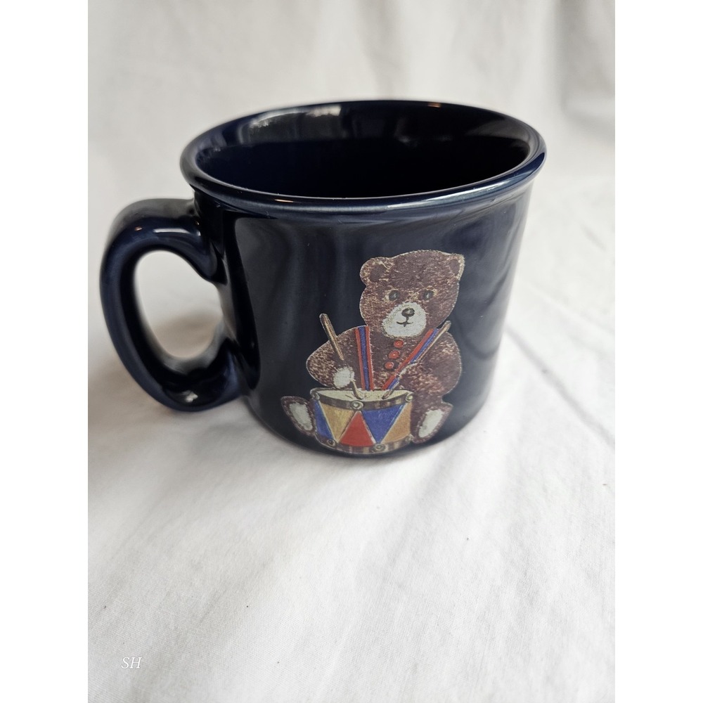 Vintage Godiva Chocolatier‎ Teddy Bear Images Cobalt Blue Coffee Mug